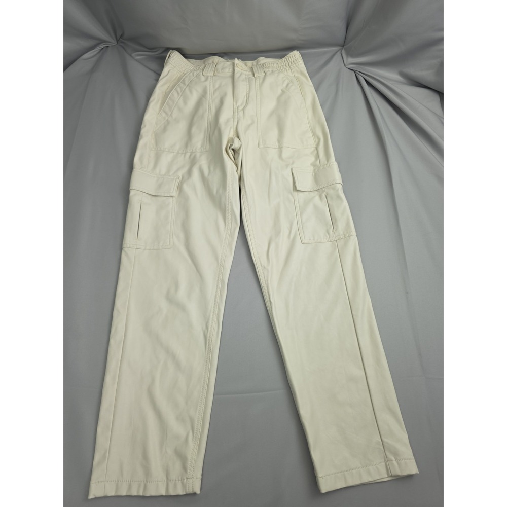 American Eagle Pants Women's White Faux Leather Stcargo retch Straight 28x29